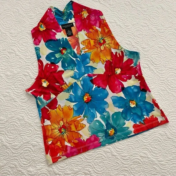 Rafaella Petites Top Floral Sleeveless Size M - Picture 4 of 13